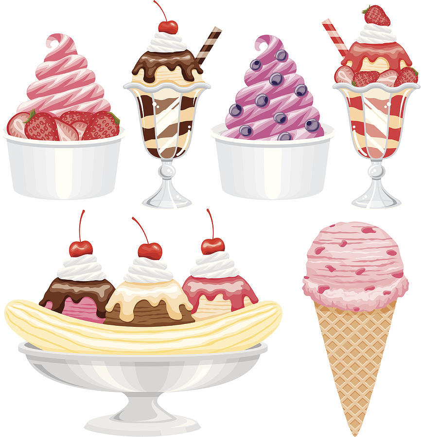 Ice Cream Icon Set Drawing by Bortonia