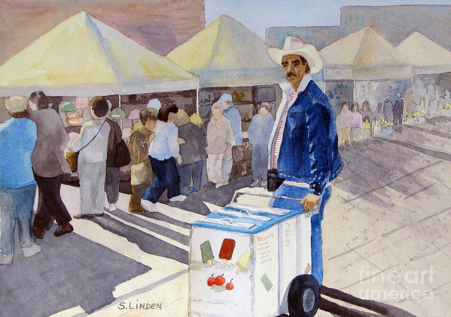 Ice cream man Painting by Sandy Linden