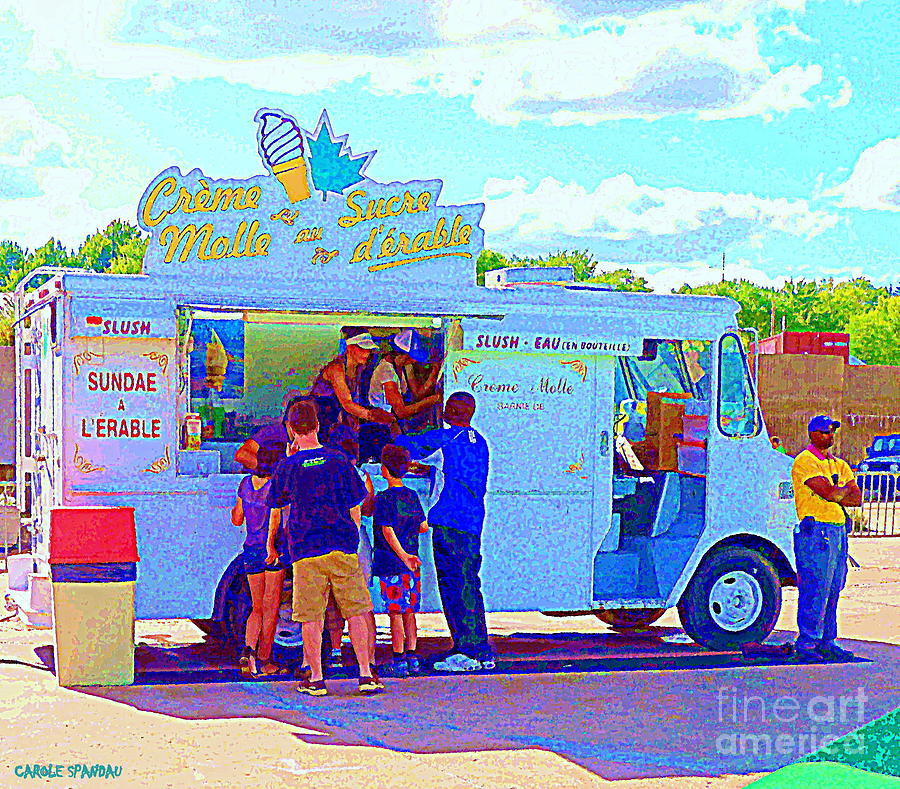 Ice Cream Truck Creme Molle Au Sucre D'erable Food Truck Paintings