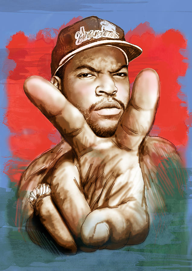 Ice Cube - stylised drawing art poster Drawing by Kim Wang