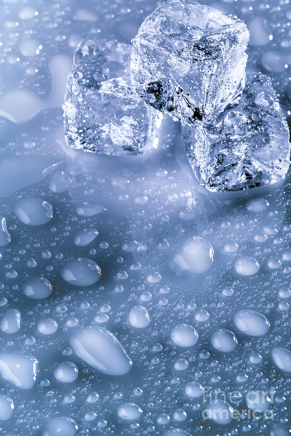 Water Photograph - Ice cubes with copyspace by Pablo Romero