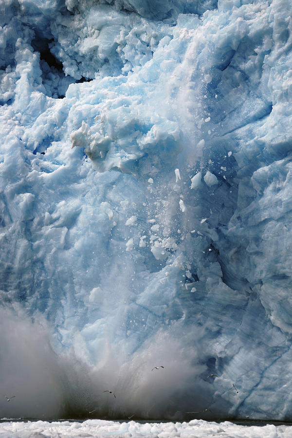 Ice Falling Off Glacier Alaska Photograph by Hiroya  Minakuchi