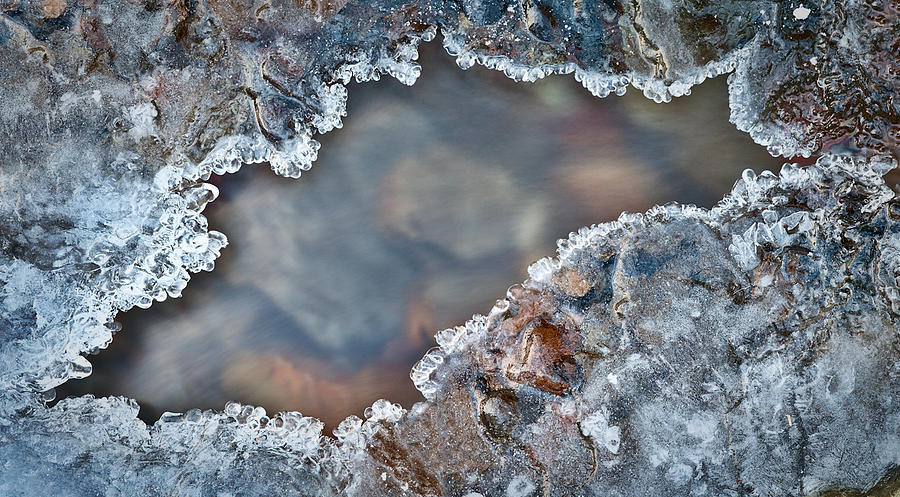 Abstract Photograph - Ice Frame Over Frozen River by Dirk Ercken