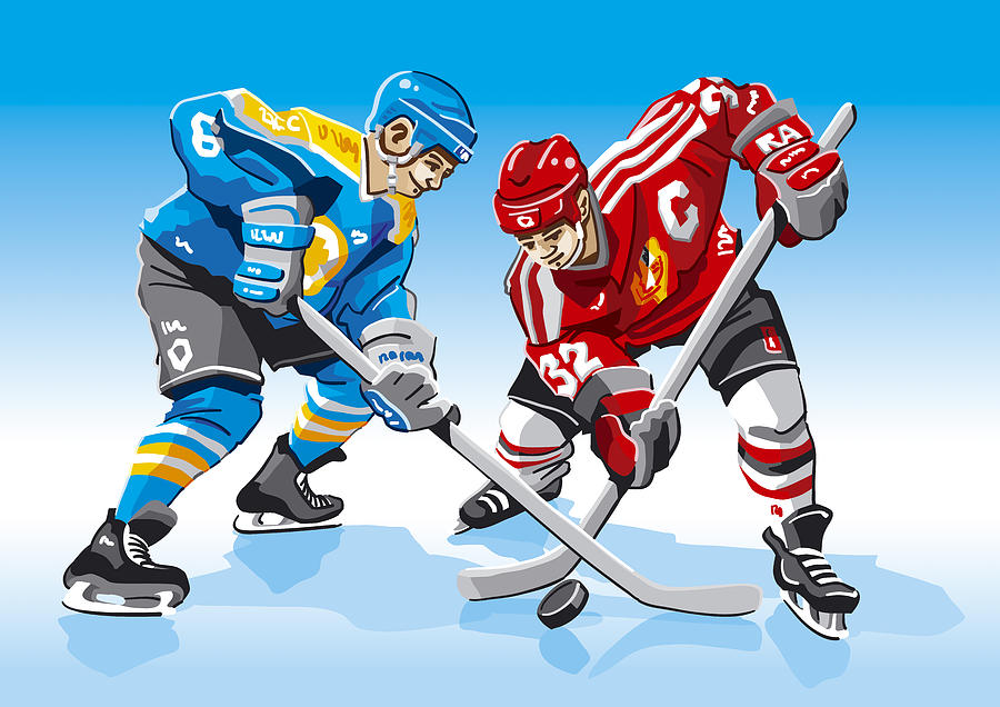 Sports Digital Art - Ice Hockey Face Off by Frank Ramspott