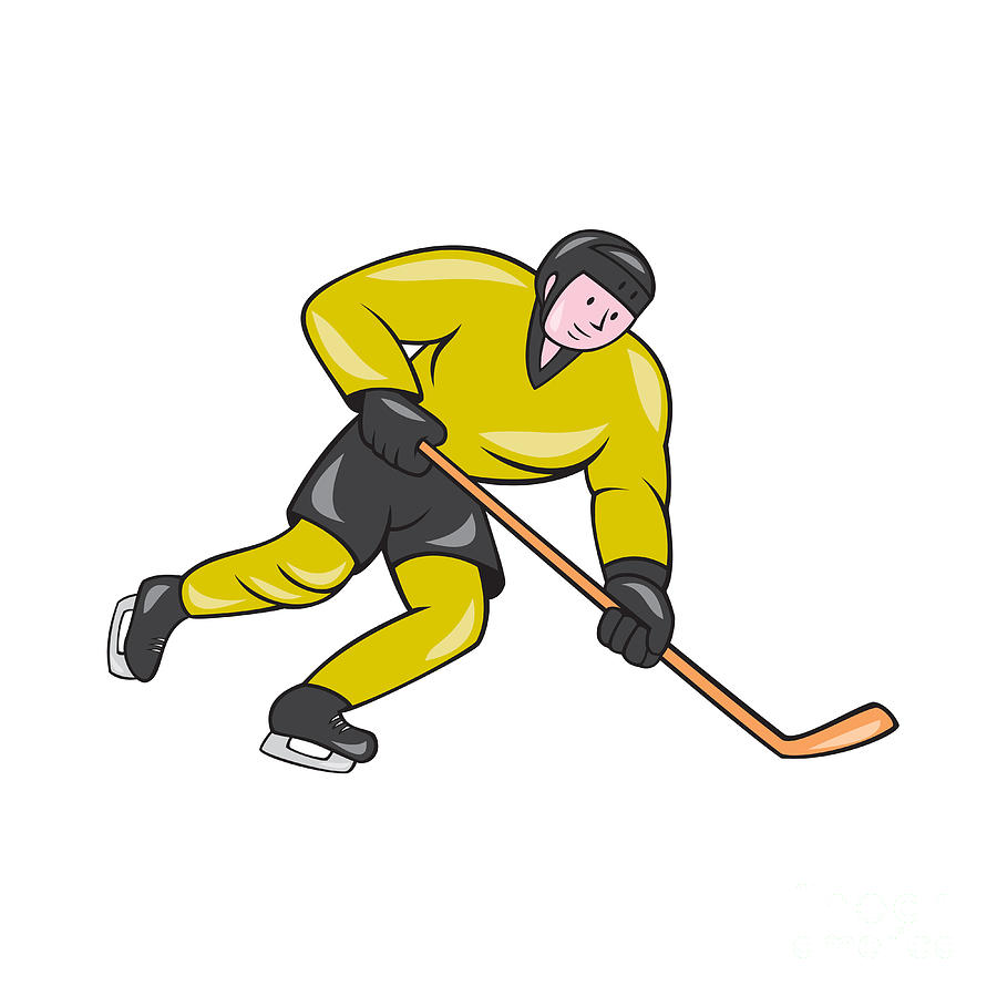 Hockey Digital Art - Ice Hockey Player In Action Cartoon by Aloysius Patrimonio