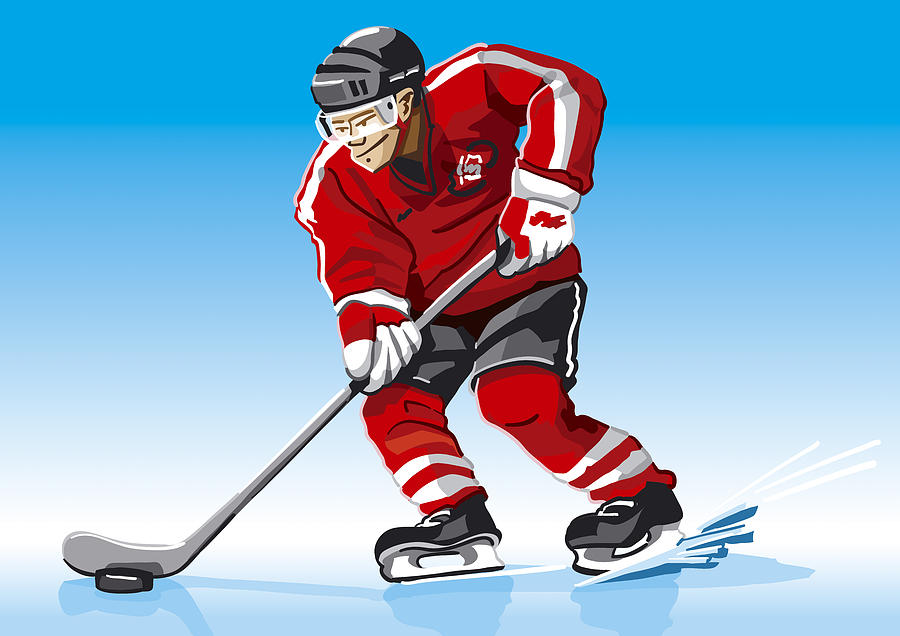 Sports Digital Art - Ice Hockey Player Red by Frank Ramspott