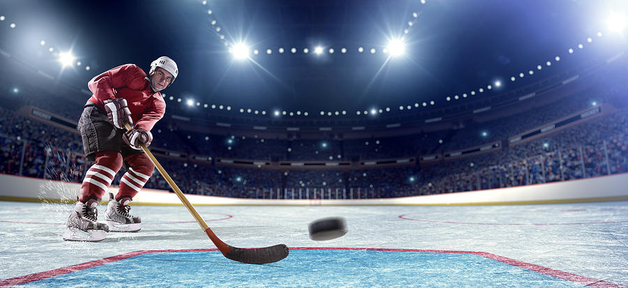 Ice Hockey Player Scoring Baner ready Photograph by Dmytro Aksonov