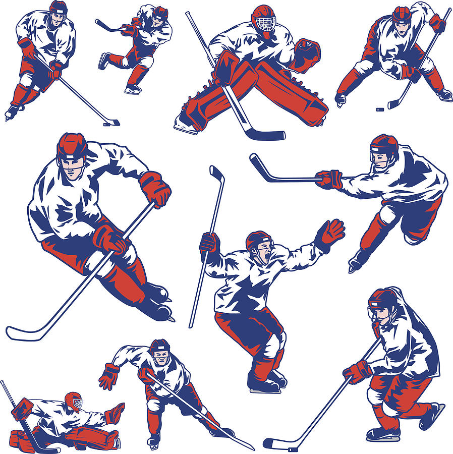 Ice Hockey Player Set Drawing by Yu22