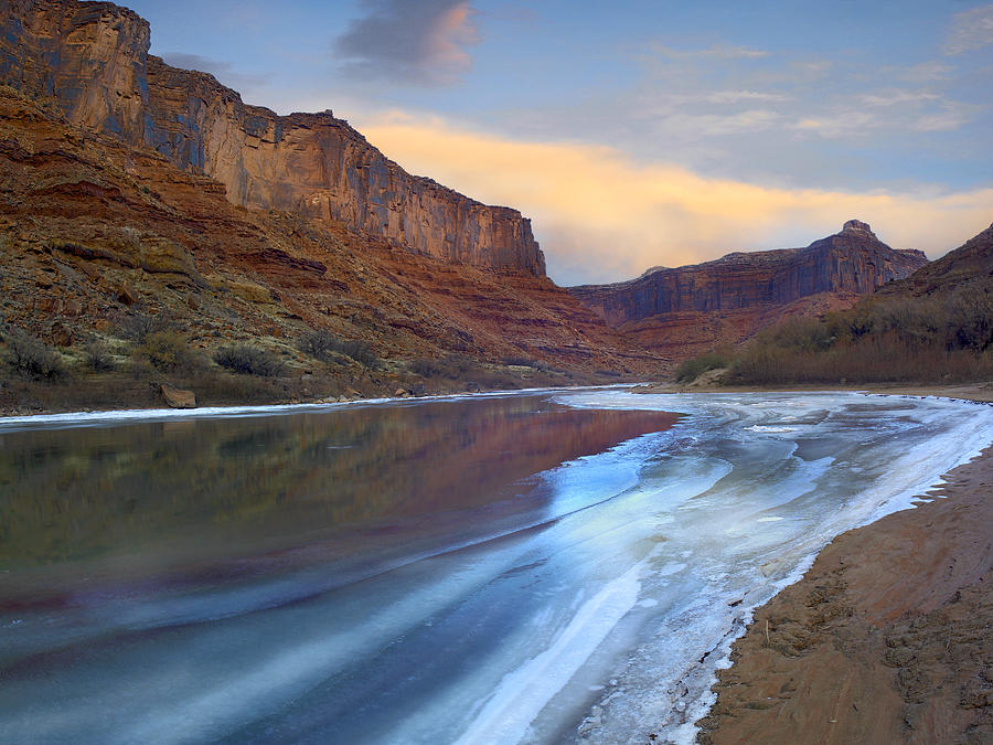 Ice On The Colorado River in Cataract Canyon Photograph by Tim Fitzharris