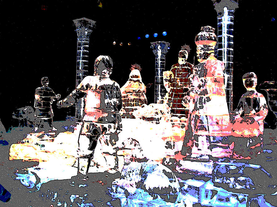 Computer Graphics Photograph - Ice Sculptured Nativity Scene Posterized by Marian Bell