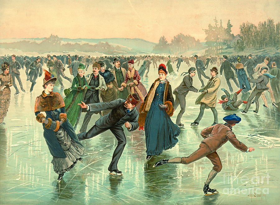 Winter Photograph - Ice Skating 1885 by Padre Art