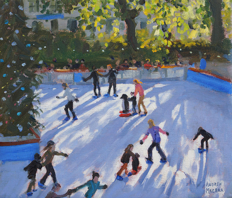 Winter Painting - Ice skating by Andrew Macara