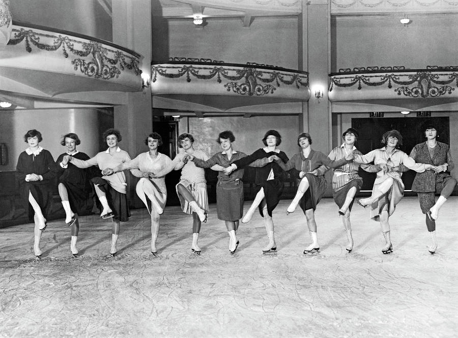 Ice Skating Ballet Troupe Photograph by Underwood Archives