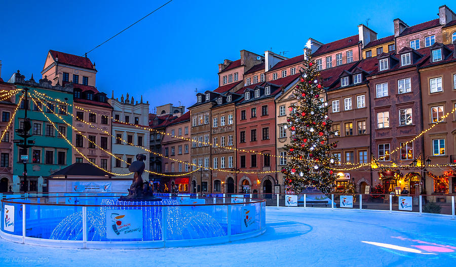 Ice Skating Ring At Old Town Market In Warsaw Photograph