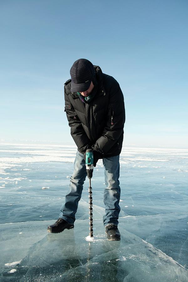 Ice Thickness Measuring Photograph by Louise Murray - Fine Art America