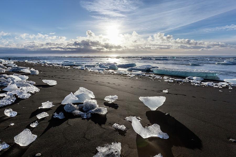 Beach Photograph - Iceberg Scattered On Beach by Dr Juerg Alean