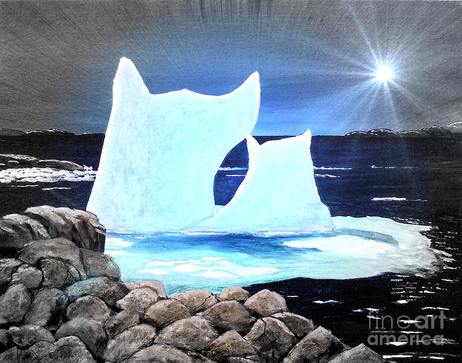 Icebergs at Sunset Painting by Barbara A Griffin