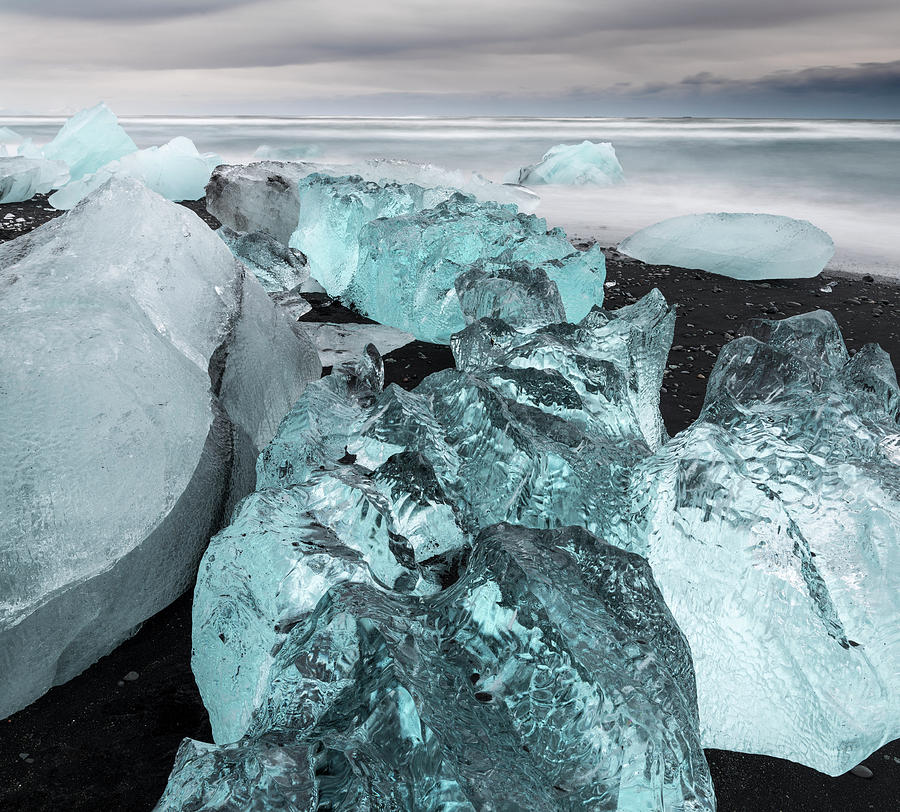 Icebergs On Black Volcanic Beach Photograph by Martin Zwick - Pixels