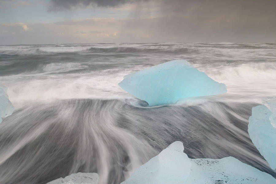 Icebergs On Volcanic Beach, Iceland Photograph by Travelpix Ltd Icebergs On Volcanic Beach, Iceland Photograph by Travelpix Ltd