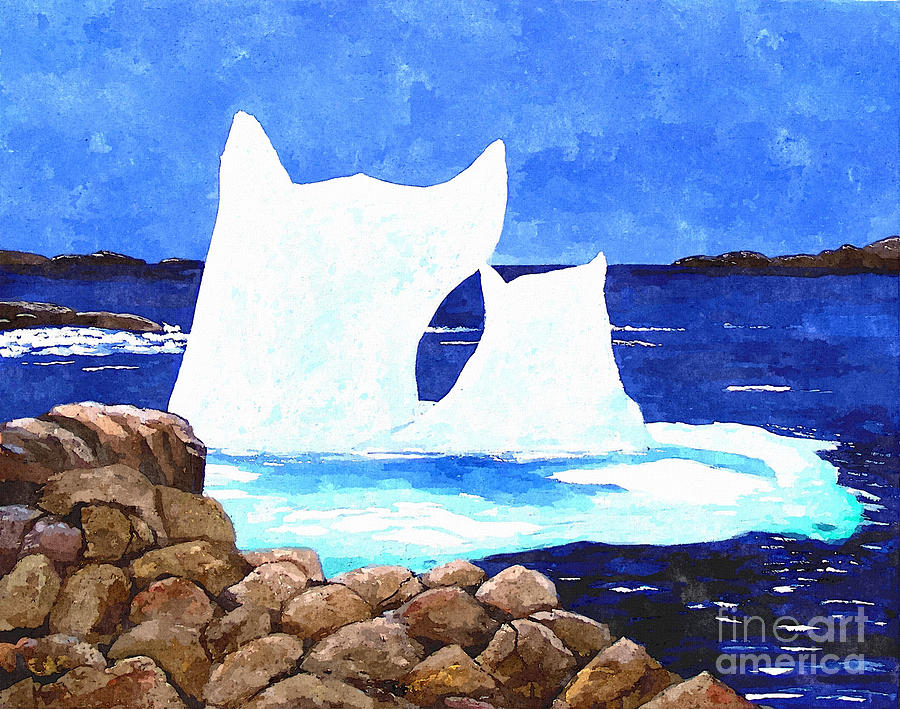 Icebergs - Unique Shape Bergs - Northern Visitors Painting by Barbara A Griffin