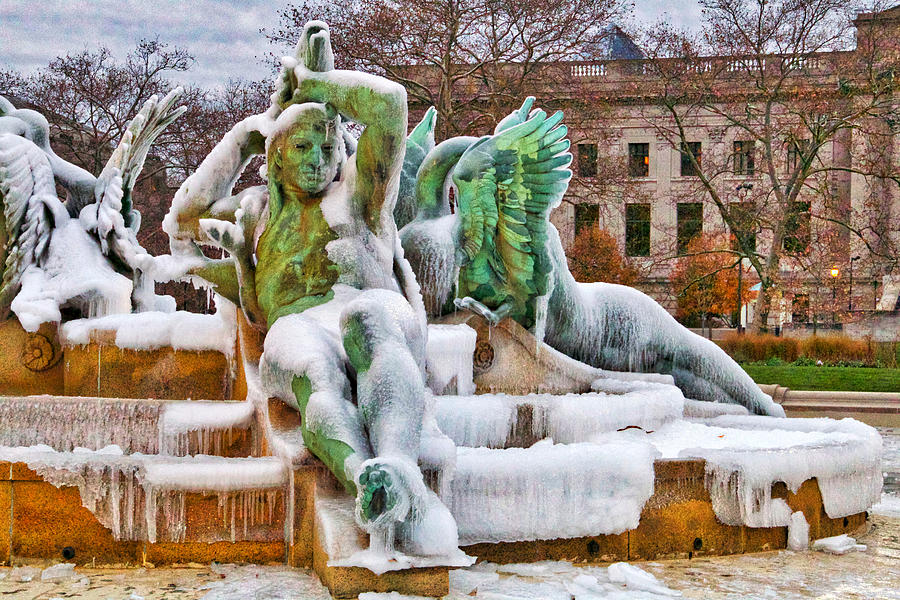 Iced Swann Fountain Photograph by Alice Gipson