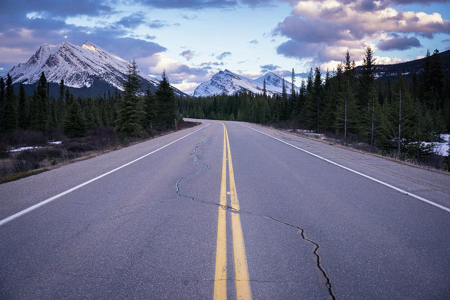 Icefields Parkway Highway During Sunset Photograph by Brandon ...