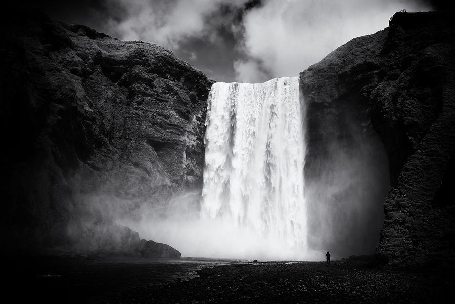 Nature Photograph - Iceland black and white Skogafoss waterfall by Matthias Hauser
