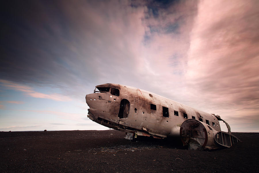 Sunset Photograph - Iceland Douglas DC-3 by Nina Papiorek