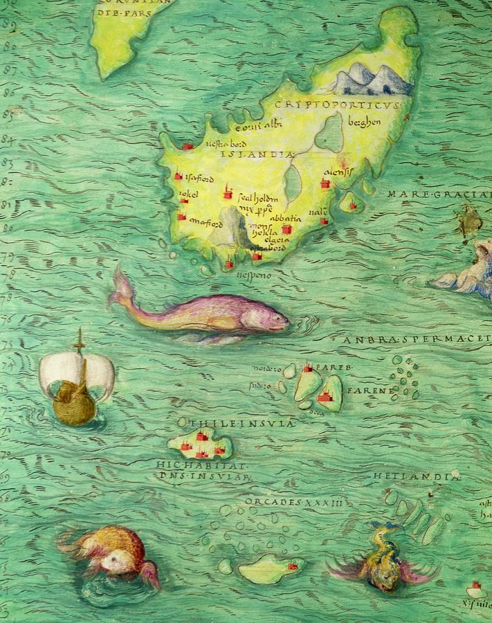 Iceland, From An Atlas Of The World In 33 Maps, Venice, 1st September 1553 Drawing by Battista Agnese