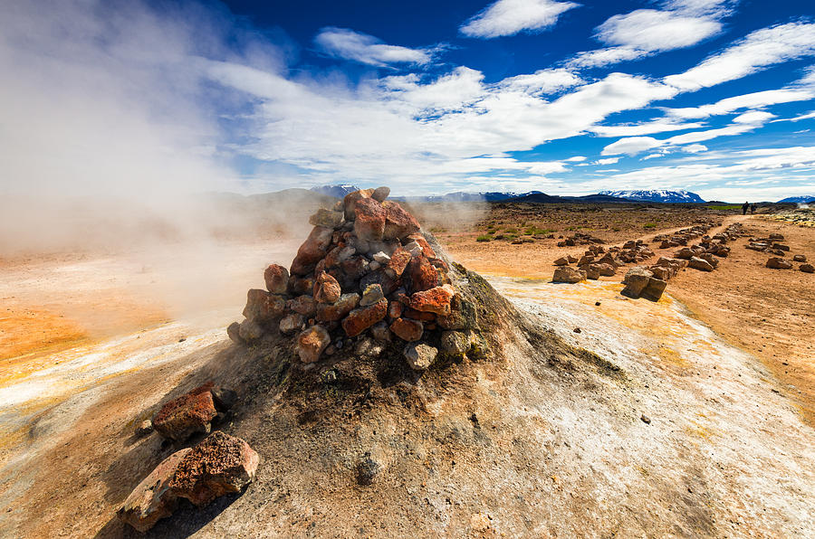 Iceland geothermal landscape Hverir Namaskard with fumarole Photograph by Matthias Hauser