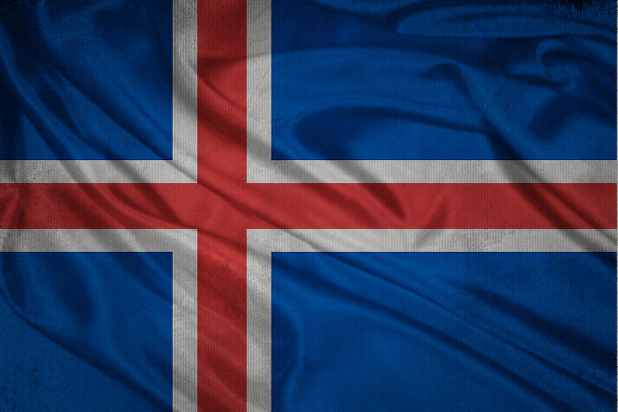 Icelandic flag waving on canvas Digital Art by Eti Reid