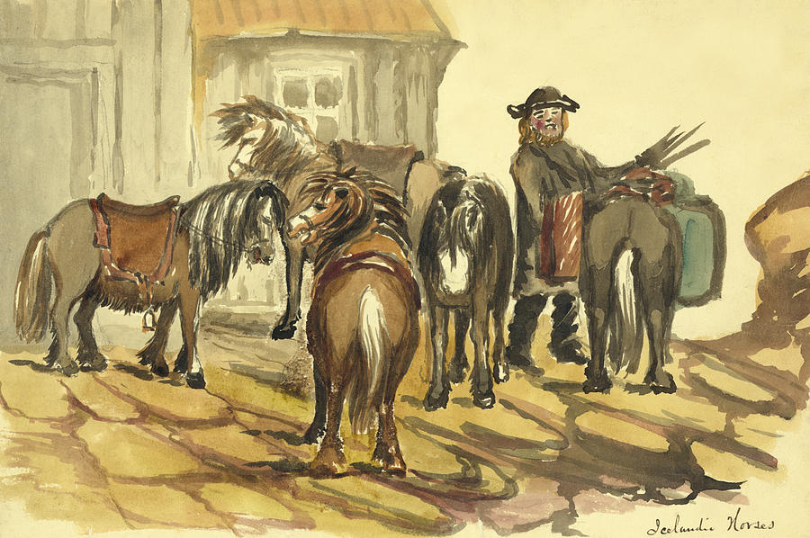 Transportation Painting - Icelandic horses Circa 1862 by Aged Pixel