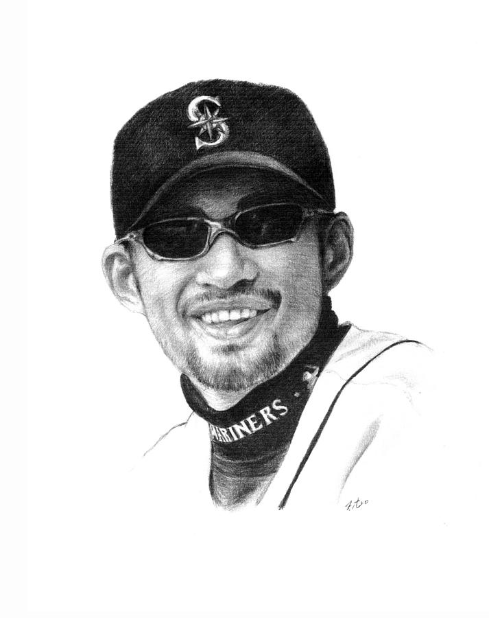 Ichiro Suzuki - Seattle Mariners Drawing by Lou Ortiz - Fine Art