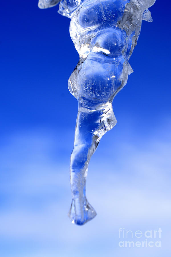 Icicle And Blue Sky Photograph