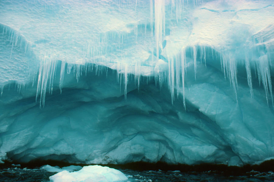 Icicles And Cave On A Coastal Ice Cliff Photograph by Simon Fraser/science Photo Library