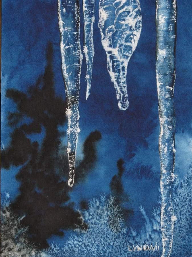 Nature Painting - Icicles at night by Lynda Grant