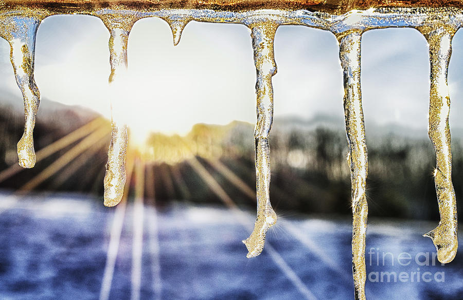 Sunset Photograph - Icicles at Sunset by Thomas R Fletcher
