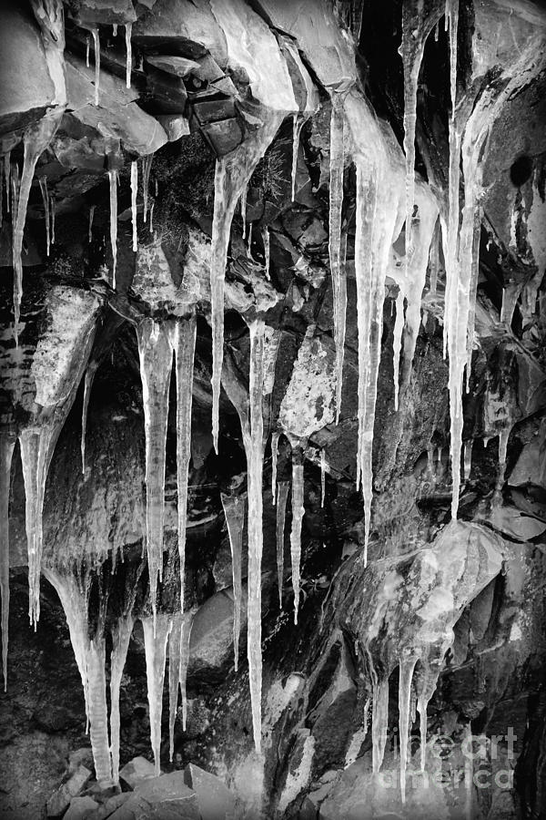 Icicles on Cliff - Black and White Photograph by Carol Groenen - Fine ...