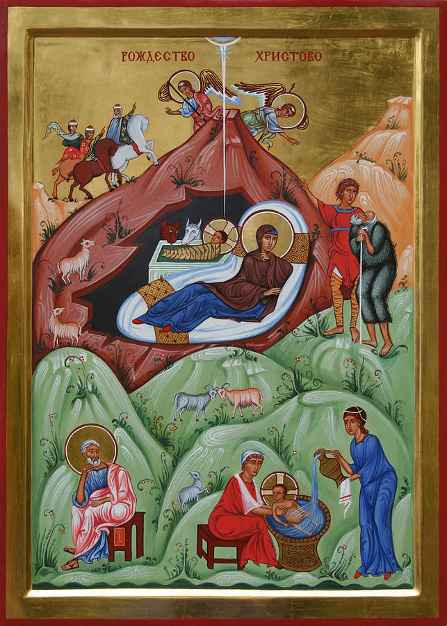 Icon of the Nativity of Christ Mixed Media by Philip Davydov and Olga Shalamova
