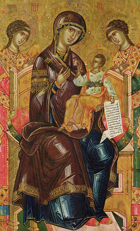 Madonna Painting - Icon of the Virgin and Child with Archangels and Prophets by Longin