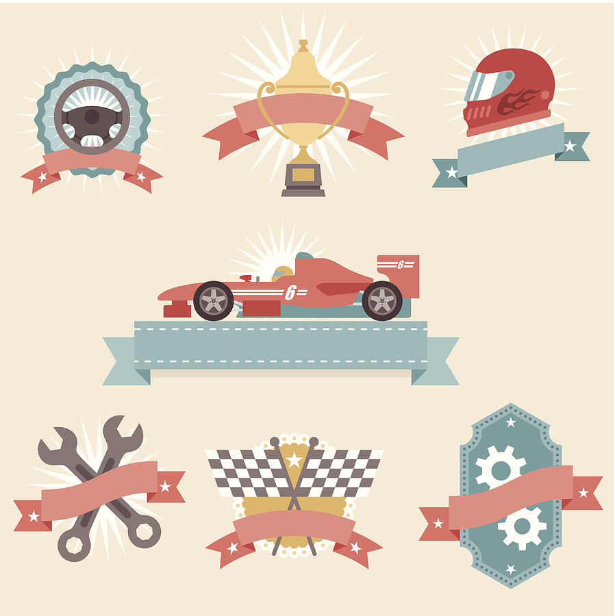 Icon Set, Car Race Concepts Drawing by Roccomontoya