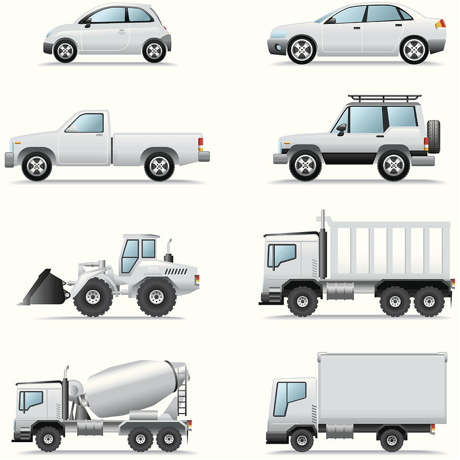 Icon Set, Cars and Trucks Drawing by Roccomontoya