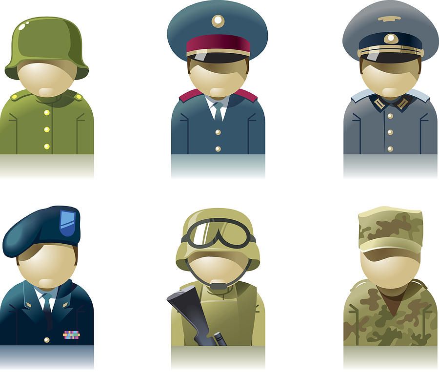 Icon set of military professions Drawing by Zbruch