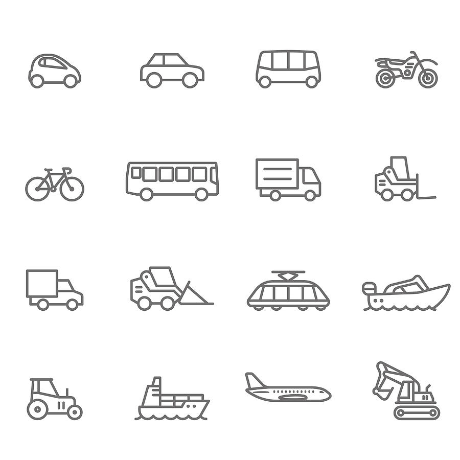 Icon Set, Transportation - Illustration Drawing by Roccomontoya