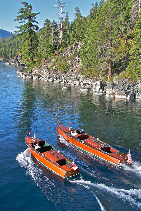 Vintage Photograph - Iconic Tahoe Speedboats by Steven Lapkin