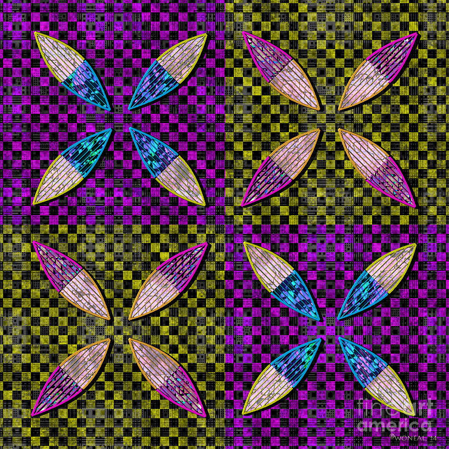 Pattern Digital Art - Vesica Piscis and Checkers No. 1 by Walter Neal