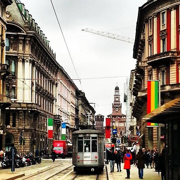 Vintage Photograph - Icons And Flags #milano #italy by Tram Milano