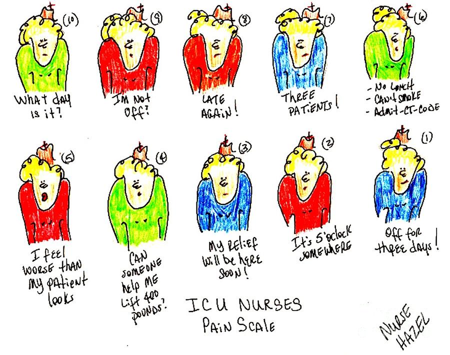 ICU Nurses Pain Scale Drawing by Donna Daugherty