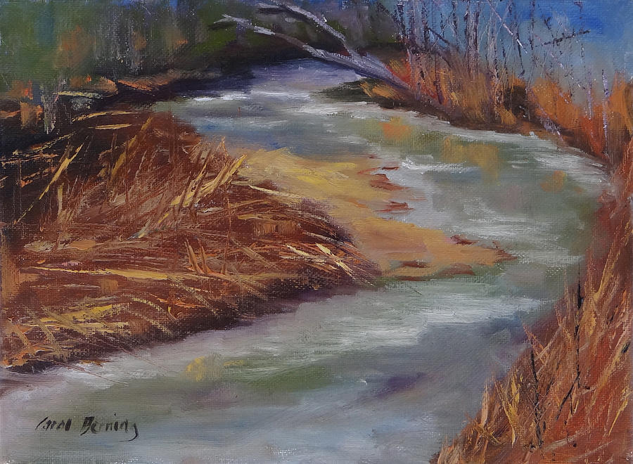 Icy Dry Fork Branch Painting by Carol Berning