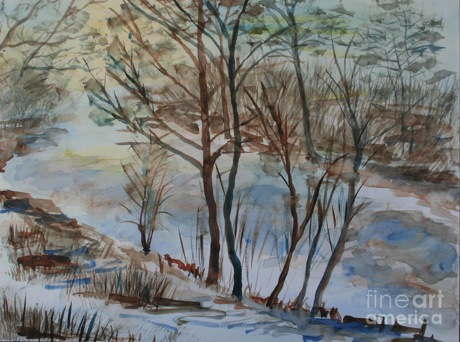 Icy Pond Painting by Almo M